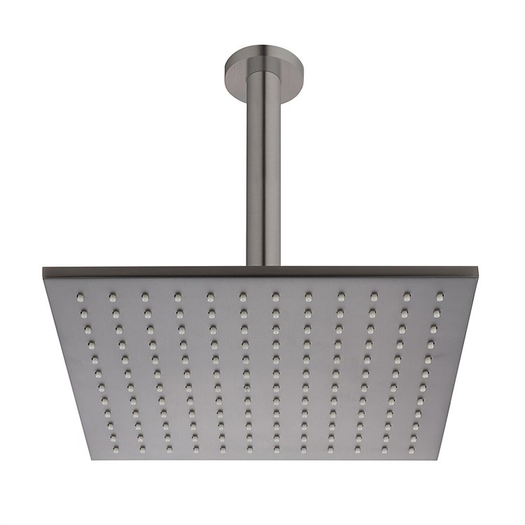 Voda Ceiling Mounted Shower Drencher Square Brushed Gunmetal