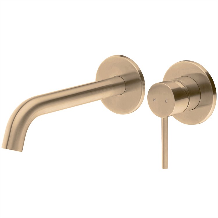 Voda Storm Wall Mounted Basin Mixer Brushed Brass