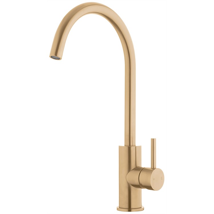 Voda Storm Gooseneck Sink Mixer - Cold Start Brushed Brass