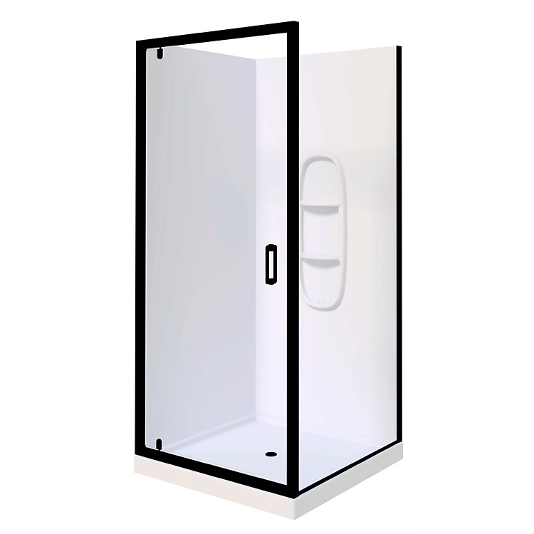 LeVivi Cabris 900mm Square Moulded Wall Shower Enclosure Black