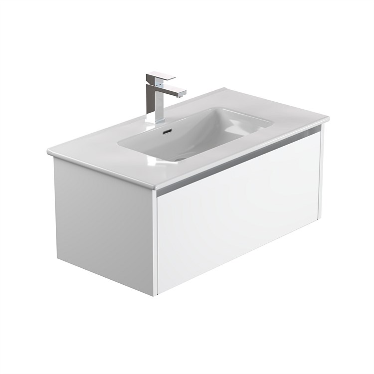 LeVivi Cibolo 900mm 1 drawer Wall-Hung Vanity White