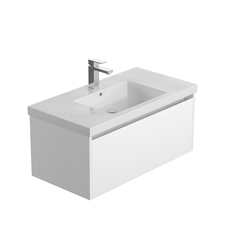 LeVivi Cibolo Neo 1 drawer 900mm Wall-Hung Vanity White