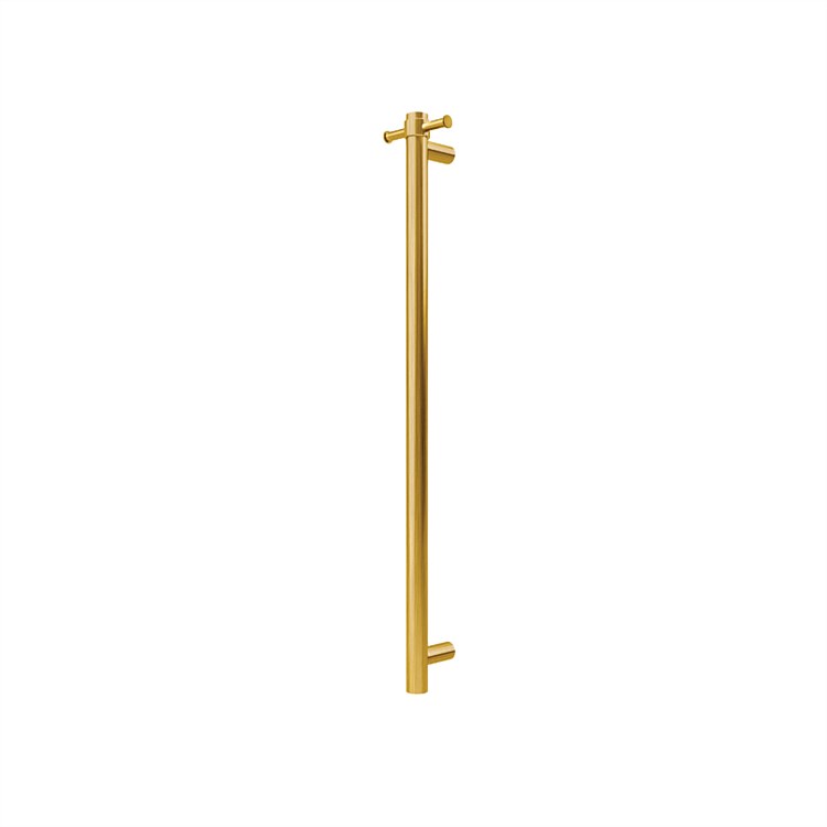 Tranquillity Round Vertical Heated Towel Bar 1000mm Brushed Brass