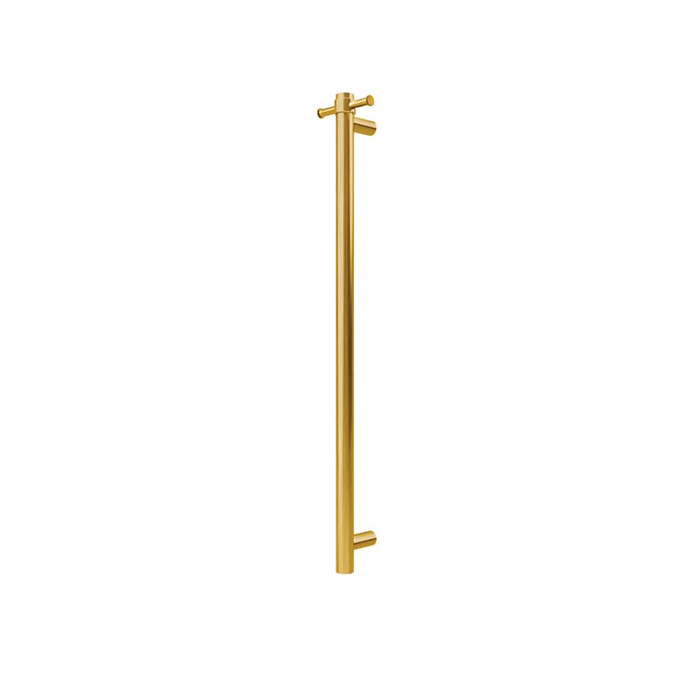 Tranquillity Round Vertical Heated Towel Bar 1000mm Brushed Brass