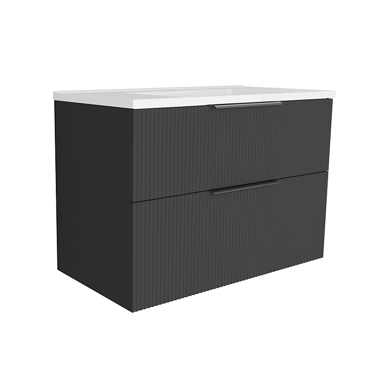 LeVivi Positano 900mm Wall-hung Vanity Double Drawer Matt Black LeVivi Positano 900mm Wall-hung Vanity Double Drawer Matt Black