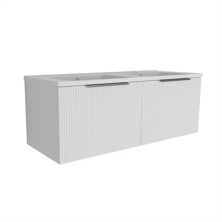 LeVivi Positano 1200 Wall-hung Vanity with 2 Drawers & Double Bowl Matt White