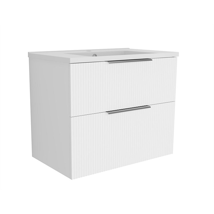 LeVivi Positano 750mm Wall-hung Vanity Double Drawer Matt White