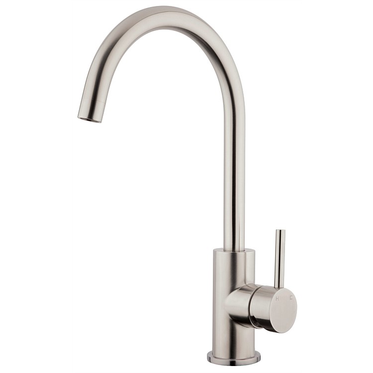 Voda Stainless Minimal Gooseneck Sink Mixer Stainless Steel