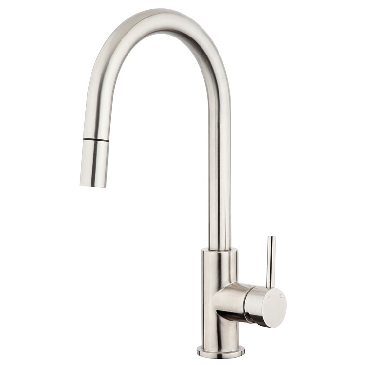 Voda Stainless Minimal Gooseneck Pull Down Sink Mixer Stainless Steel