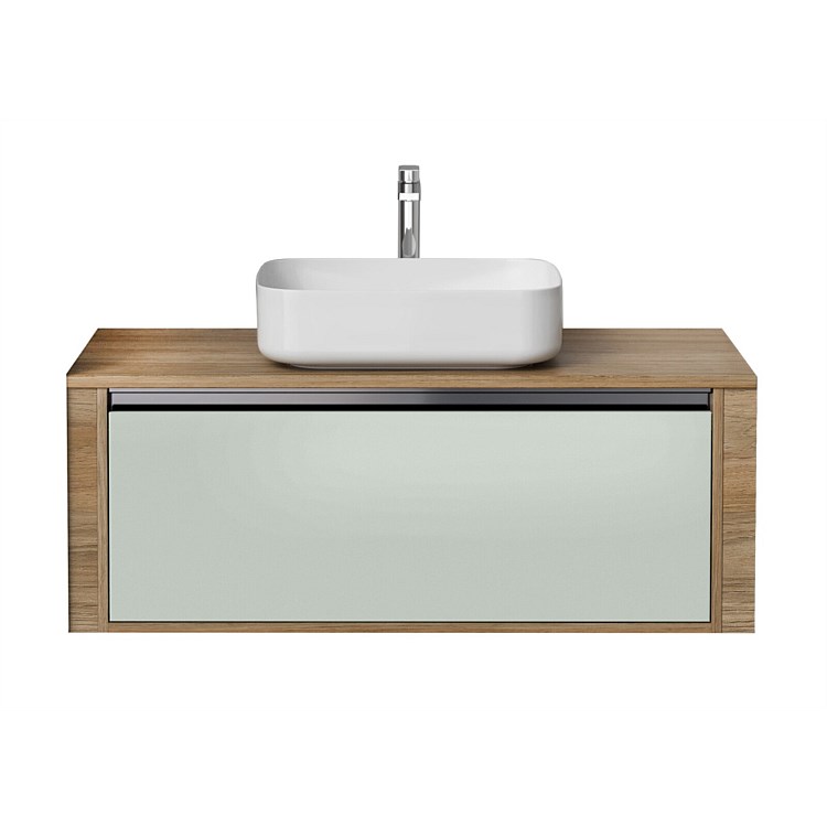 St Michel City 50 Wall-to-Wall Wall-Hung 1100mm Vanity Woodgrain with Cala Basin