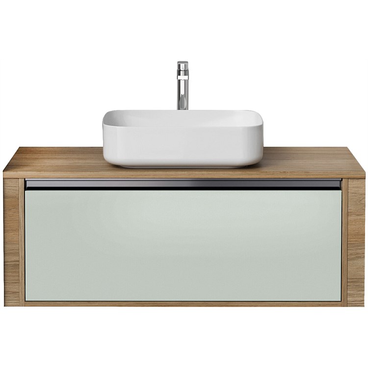 St Michel City 50 Wall-to-Wall Wall-Hung 1100mm Vanity Woodgrain with Cala Basin