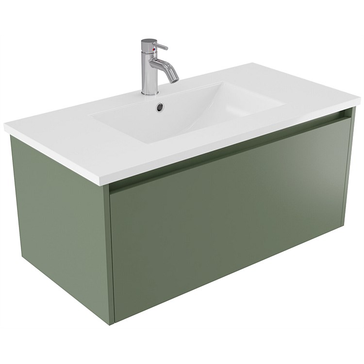 Elementi Sienna 900mm Vitreous China Wall-Hung Vanity Green Slate