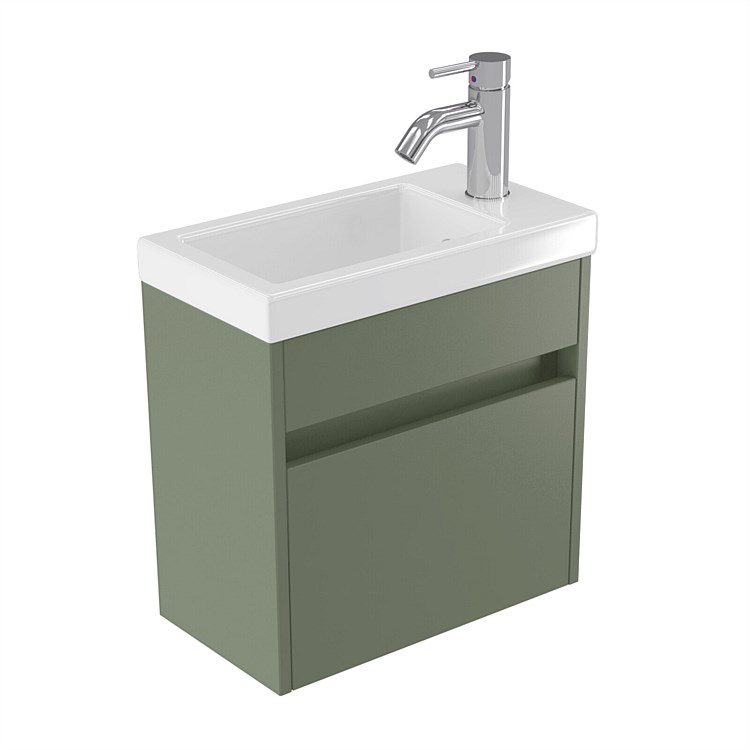 Elementi Sienna 440mm Wall-Hung Vanity with Polymarble Top Green Slate