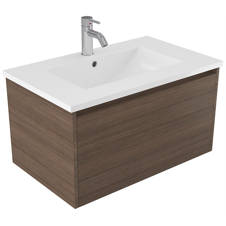 Elementi Sienna 750mm Vitreous China Wall-Hung Vanity Charred Oak