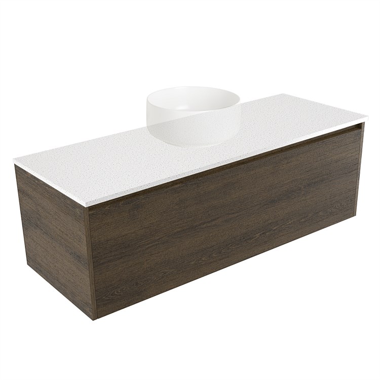 Elementi Sienna 1200mm Wall-Hung Vanity Motion Elestone Flat Top Smokey Oak Timberland