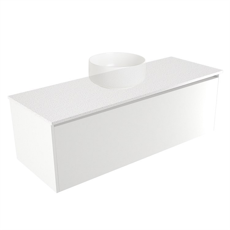 Elementi Sienna 1200mm Wall-Hung Vanity Motion Elestone Flat Top White Gloss