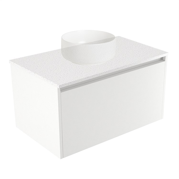 Elementi Sienna 750mm Wall-Hung Vanity Motion Elestone Flat Top White Gloss