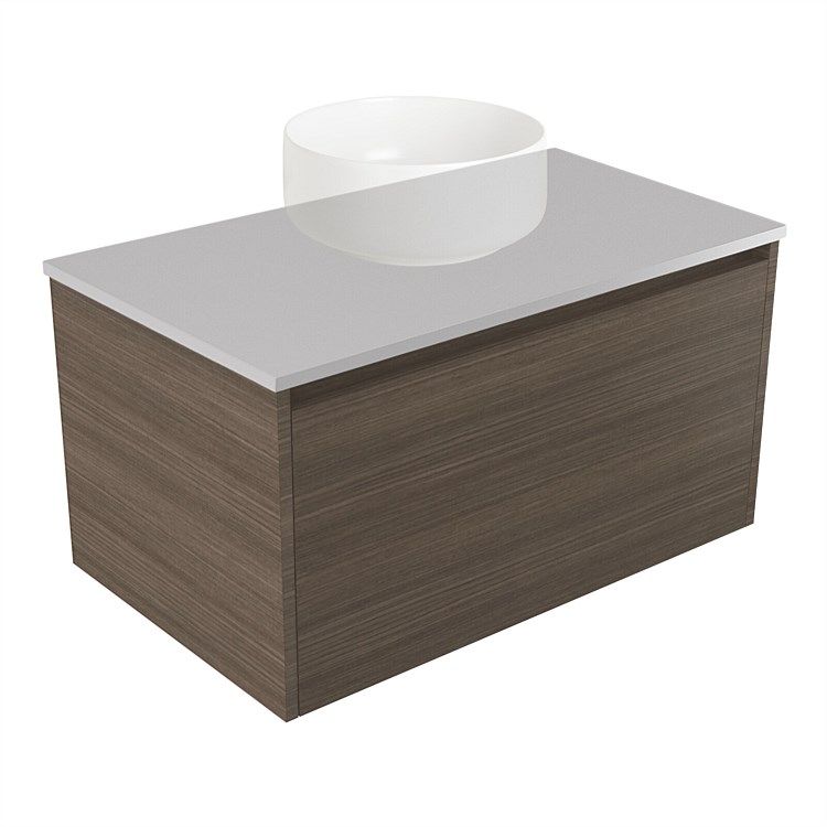 Elementi Sienna 750mm Wall-Hung Vanity Moonlight Elestone Flat Top Charred Oak