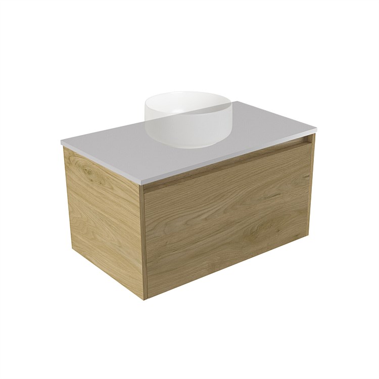 Elementi Sienna 750mm Wall-Hung Vanity Moonlight Elestone Flat Top French Oak Velvet
