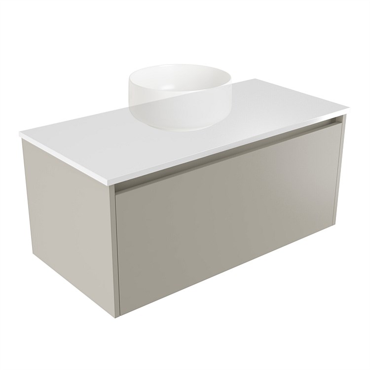Elementi Sienna 900mm Wall-Hung Vanity White Elestone Top Dawn Grey