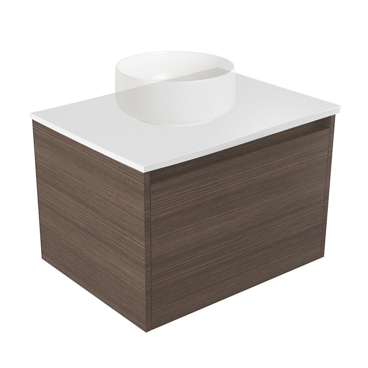 Elementi Sienna 600mm Wall-Hung Vanity White Elestone Top Charred Oak