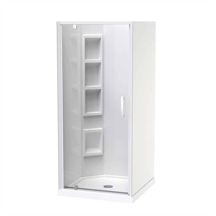 Clearlite Induro  900mm 3 Sided Moulded LH Shower Enclosure White
