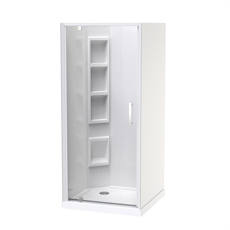 Clearlite Induro  900mm 3 Sided Moulded LH Shower Enclosure White