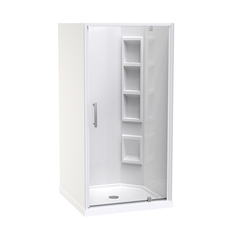 Clearlite Induro  1000mm 3 Sided Moulded RH Shower Enclosure White