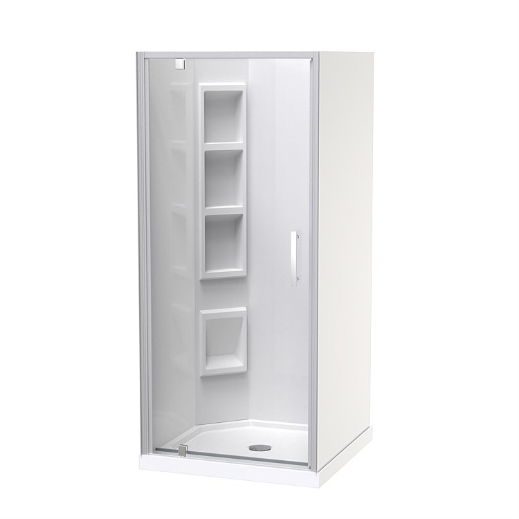 Clearlite Induro  900mm 3 Sided Moulded LH Shower Enclosure Satin