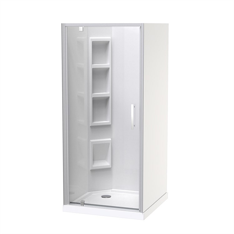 Clearlite Induro  900mm 3 Sided Moulded LH Shower Enclosure Satin