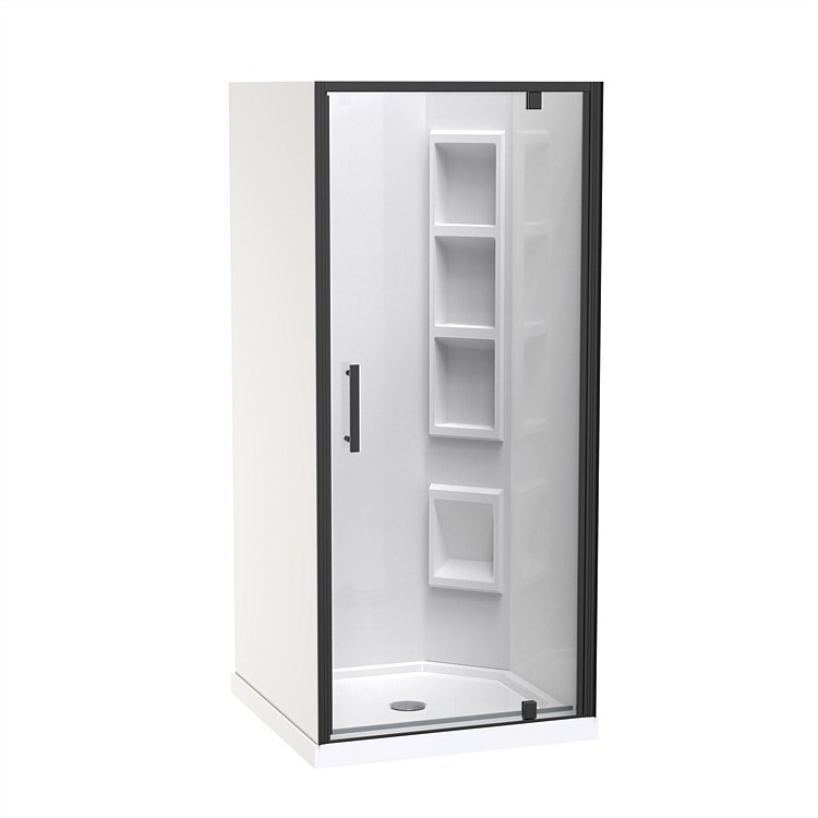 Clearlite Induro  900mm 3 Sided Moulded RH Shower Enclosure Black