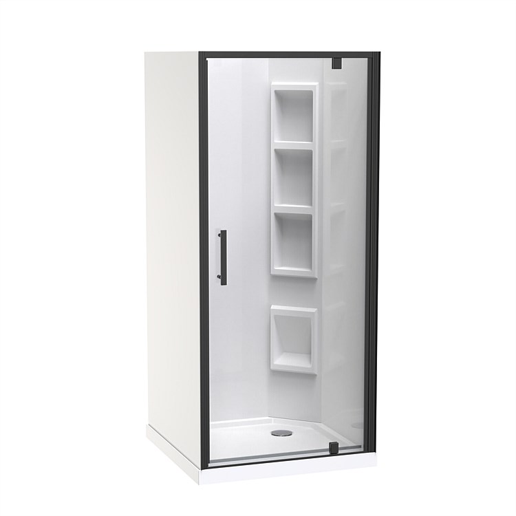 Clearlite Induro  900mm 3 Sided Moulded RH Shower Enclosure Black
