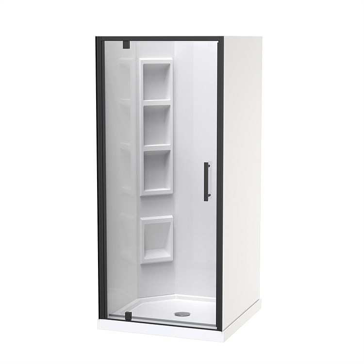 Clearlite Induro  900mm 3 Sided Moulded LH Shower Enclosure Black