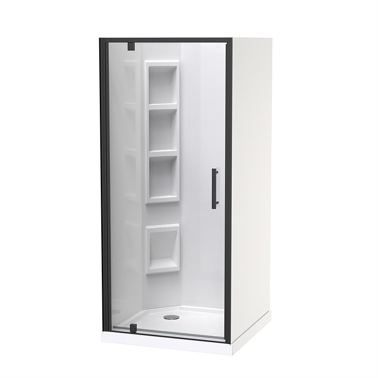 Clearlite Induro  900mm 3 Sided Moulded LH Shower Enclosure Black