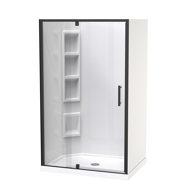 Clearlite Induro 1200 x 900mm 3 Sided Moulded LH Shower Enclosure Black