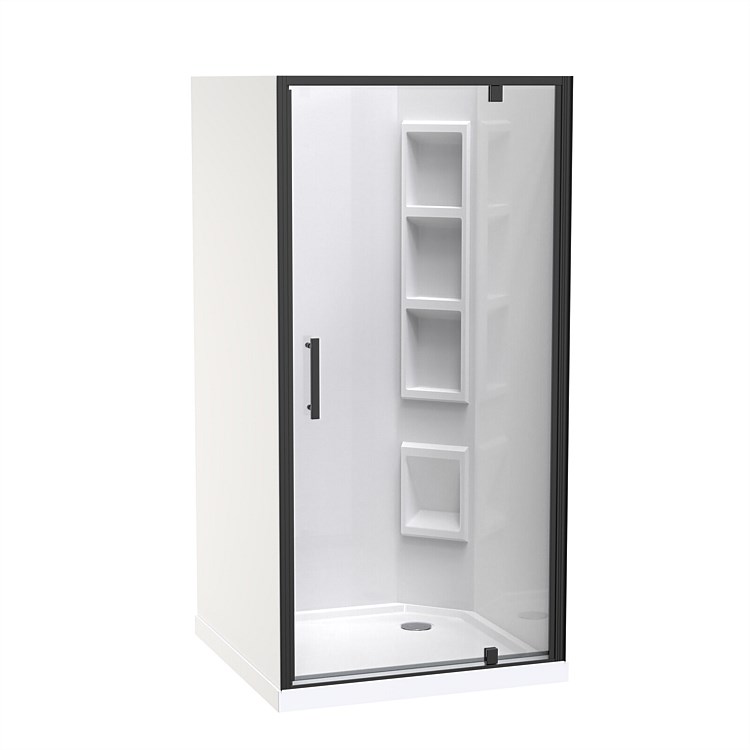 Clearlite Induro  1000mm 3 Sided Moulded LH Shower Enclosure Black