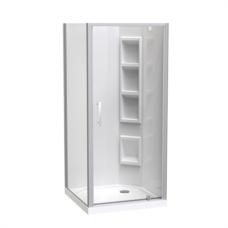 Clearlite Induro  900mm 2 Sided Moulded Shower Enclosure Satin