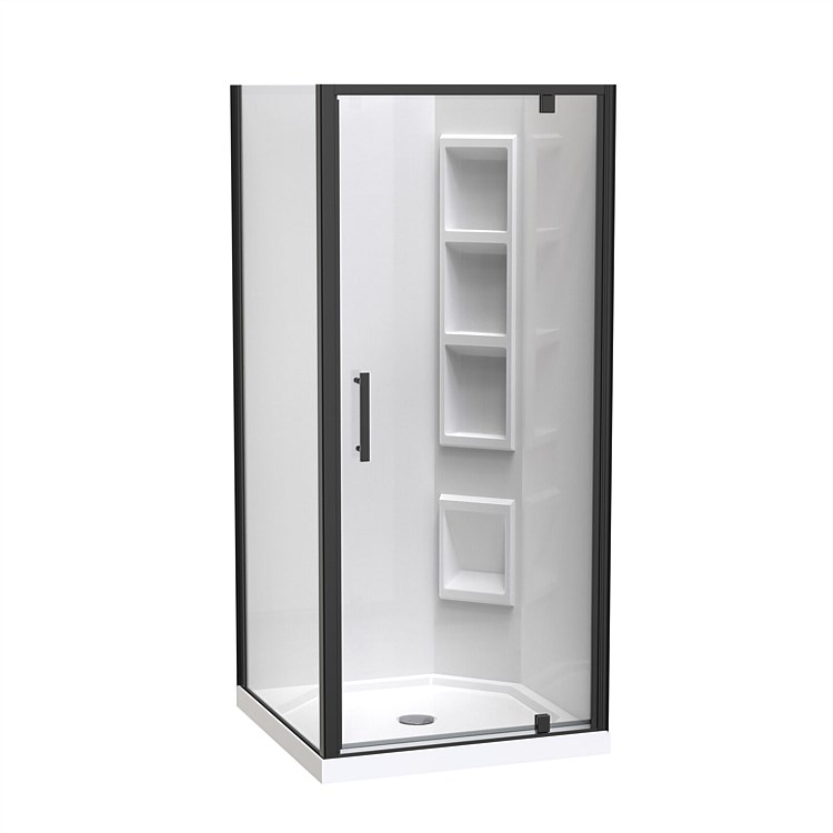 Clearlite Induro  900mm 2 Sided Moulded Shower Enclosure Black