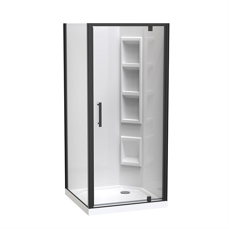 Clearlite Induro 900mm 2 Sided Moulded Shower Enclosure Black