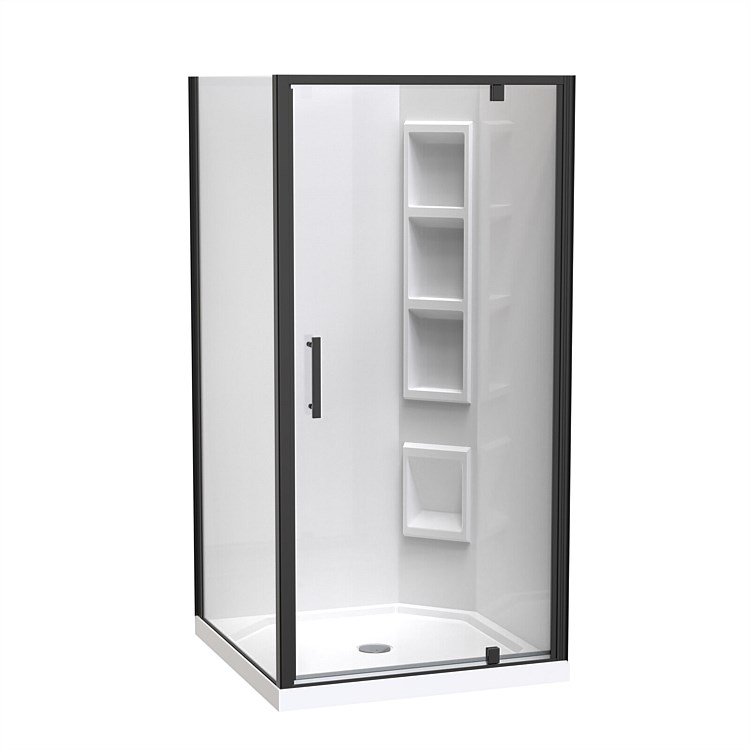 Clearlite Induro 1000mm 2 Sided Moulded Shower Enclosure Black