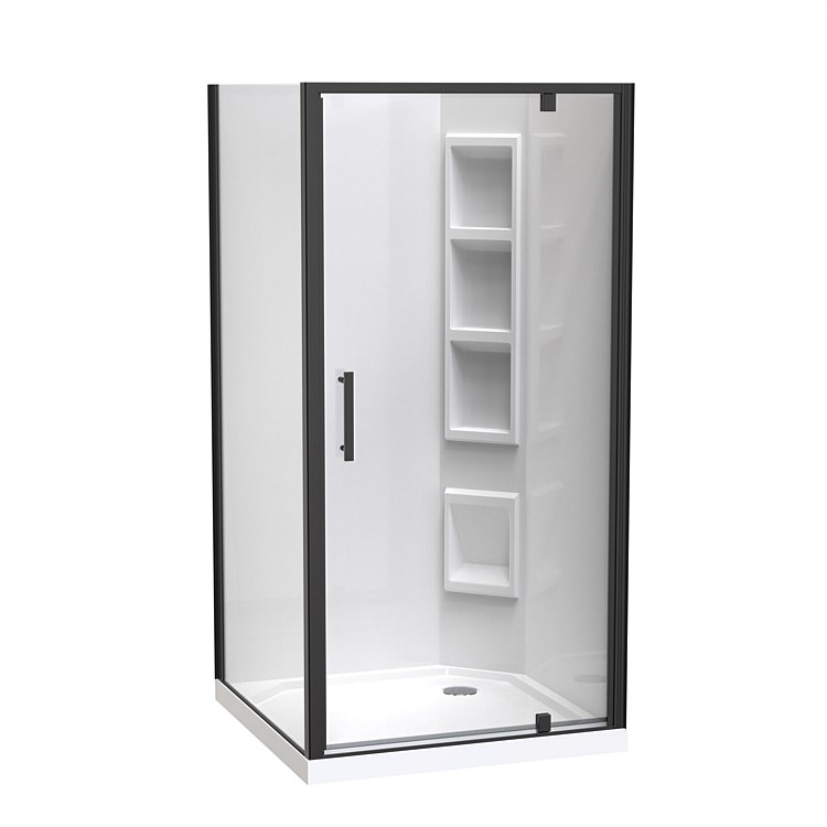 Clearlite Induro 1000mm 2 Sided Moulded Shower Enclosure Black