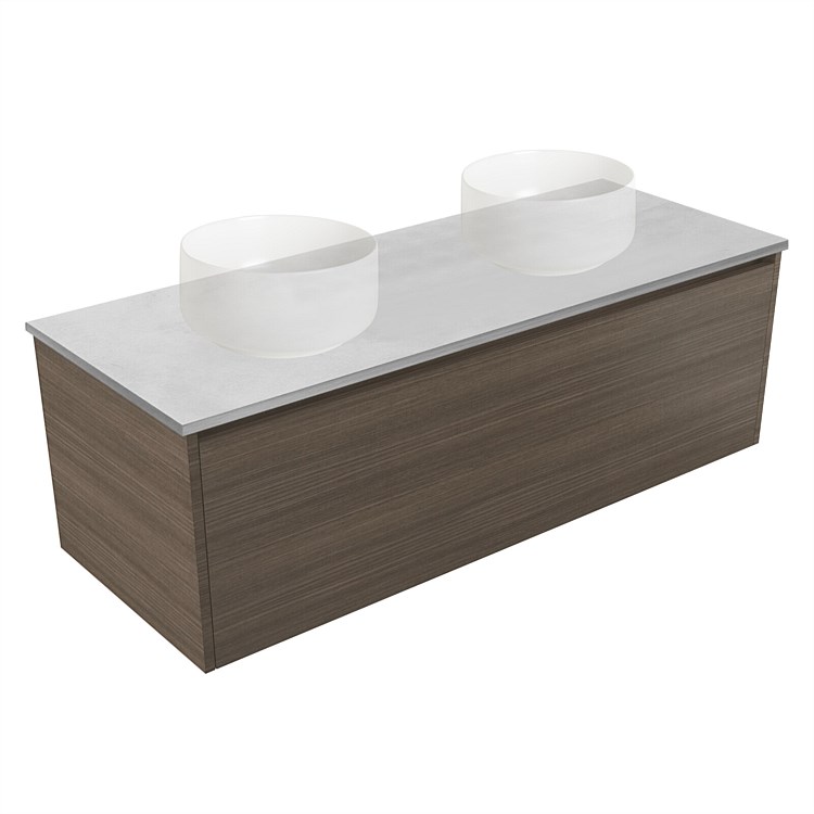 Elementi Sienna 1200mm Grey Concrete Top Double Wall-Hung Vanity Charred Oak