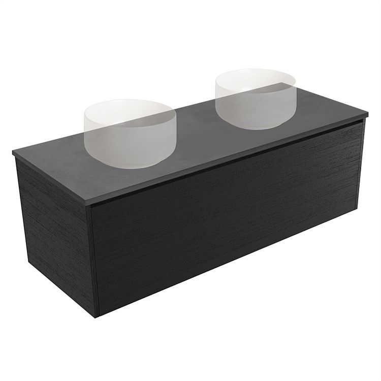 Elementi Sienna 1200mm Graphite Concrete Top Double Wall-Hung Vanity Black Timberland