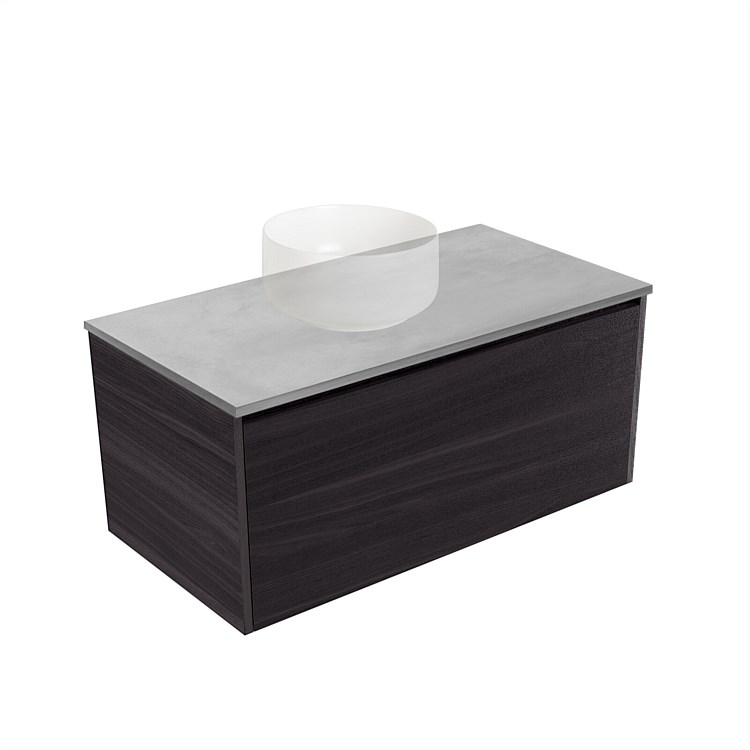 Elementi Sienna 900mm Grey Concrete Top Wall-Hung Vanity Fiordland Elm Wilderness