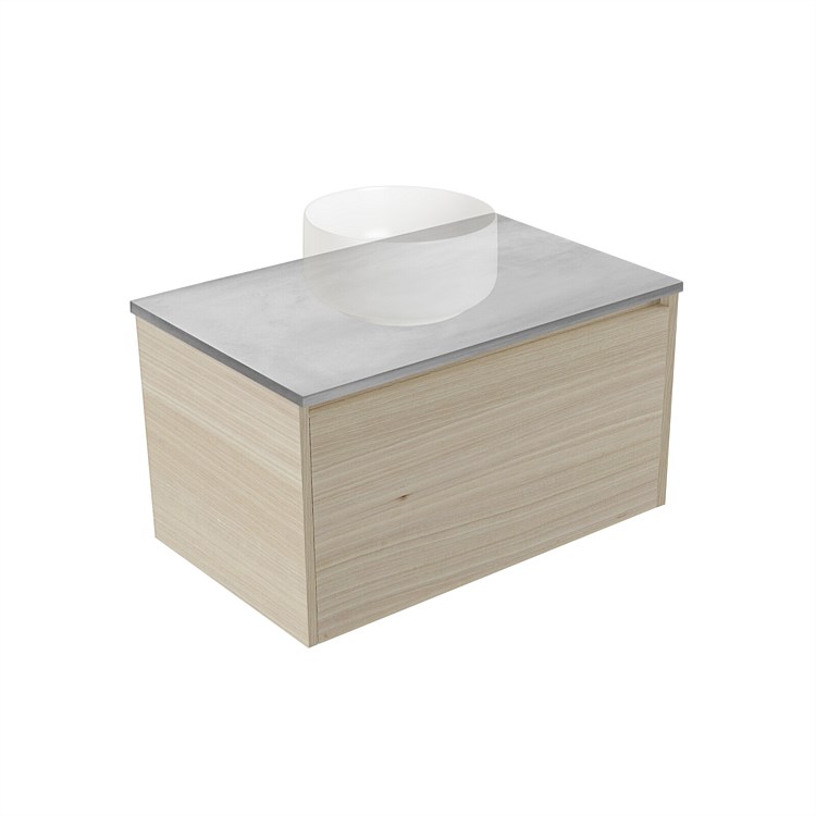 Elementi Sienna 750mm Grey Concrete Top Wall-Hung Vanity Seasoned Oak