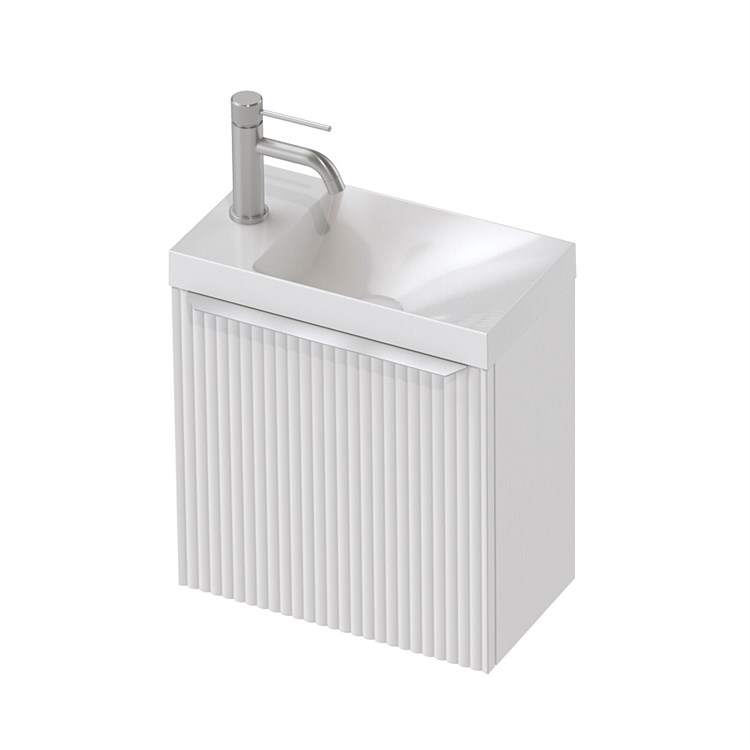 St Michel Flo 22 400mm Wall-Hung Vanity White Satin