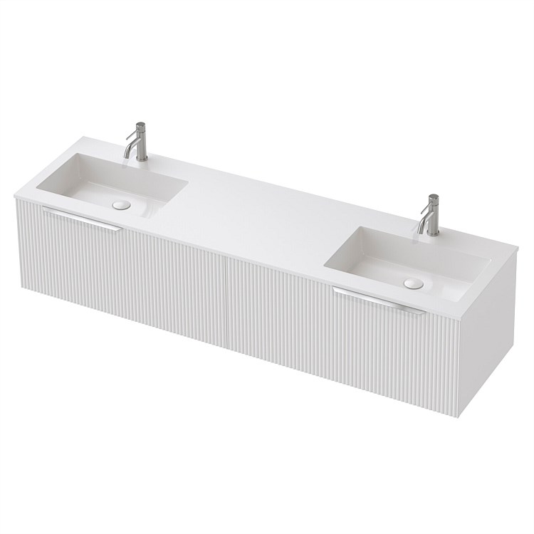 St Michel Flo 50 1800mm Double Basin Wall-Hung Vanity White Satin