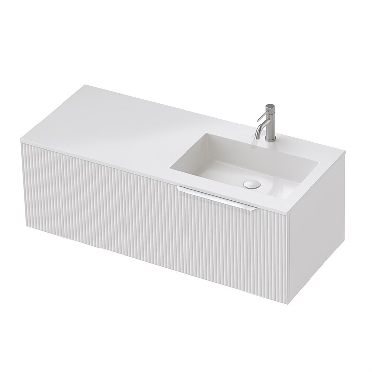 St Michel Flo 50 1200mm Wall-Hung Vanity  with RH Basin White Satin