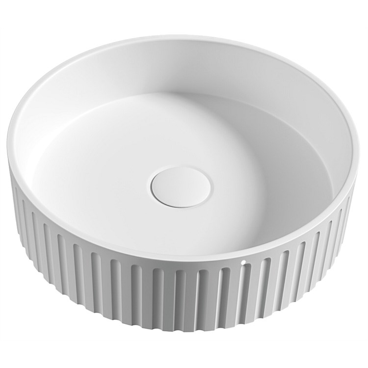 Sessanta Onda Cherchio Round Fluted Vessel Basin Matt White