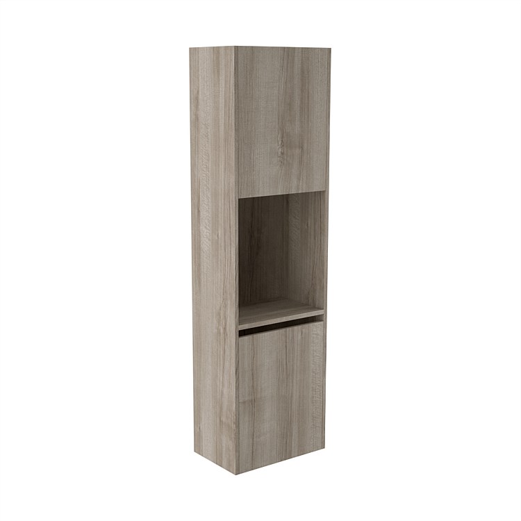 Elementi Sienna 1600mm Open Shelf Tall Cabinet Left Ashen Walnut Timberland